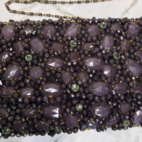 Anthropologie Beaded Crystal Bag Clutch Chain - Picture 4 of 14